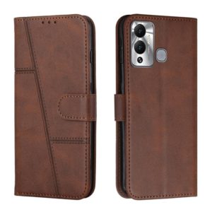 For Infinix Hot 12 Play Stitching Calf Texture Buckle Leather Phone Case(Brown) (OEM)