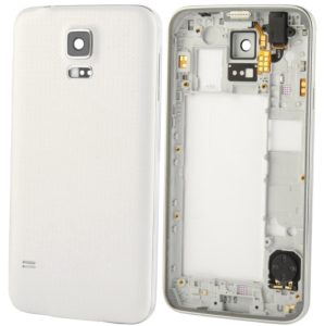 For Galaxy S5 / G900 OEM Version LCD Middle Board (Dual Card Version) with Button Cable & Back Cover , (White) (OEM)