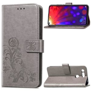 Lucky Clover Pressed Flowers Pattern Leather Case for Huawei V20, with Holder & Card Slots & Wallet & Hand Strap (Grey) (OEM)