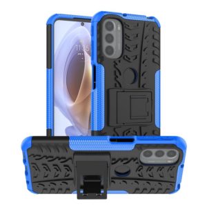 For Motorola Moto G31 / G41 Tire Texture TPU + PC Phone Case with Holder(Blue) (OEM)