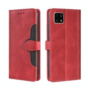 For Sharp Aquos Sense 4 4G/5G Skin Feel Straw Hat Magnetic Buckle Leather Phone Case(Red) (OEM)