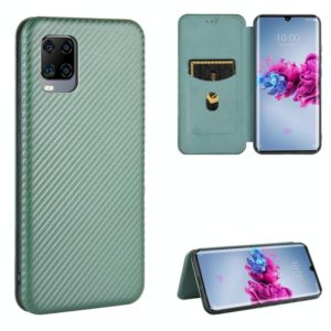 For ZTE Axon 11 5G Carbon Fiber Texture Horizontal Flip TPU + PC + PU Leather Case with Card Slot(Green) (OEM)
