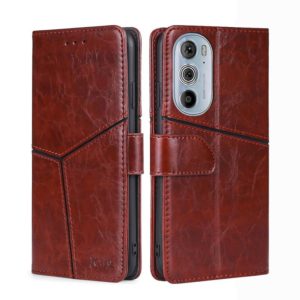 For Motorola Moto Edge+ 2022/Edge 30 Pro Geometric Stitching Horizontal Flip Leather Phone Case(Dark Brown) (OEM)