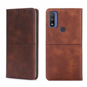 For Motorola G Pure Cow Texture Magnetic Horizontal Flip Leather Phone Case(Dark Brown) (OEM)