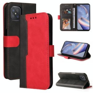 For OPPO A92S/A72 5G/A73 5G/A52 5G/Reno4 Z Business Stitching-Color Horizontal Flip PU Leather Case with Holder & Card Slots & Photo Frame & Lanyard(Red) (OEM)