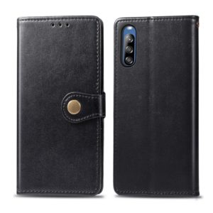 For Sony Xperia L4 Retro Solid Color Leather Buckle Phone Case with Lanyard & Photo Frame & Card Slot & Wallet & Stand Function(Black) (OEM)