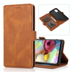 For Samsung Galaxy A71 Retro Magnetic Closing Clasp Horizontal Flip Leather Case with Holder & Card Slots & Photo Frame & Wallet(Brown) (OEM)