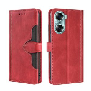 For Honor 60 Skin Feel Straw Hat Magnetic Buckle Leather Phone Case(Red) (OEM)