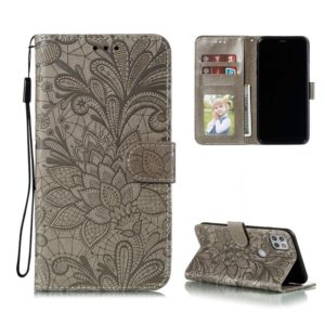 For Motorola Moto G 5G Lace Flower Embossing Pattern Horizontal Flip Leather Case with Holder & Card Slots & Wallet & Photo Frame(Grey) (OEM)