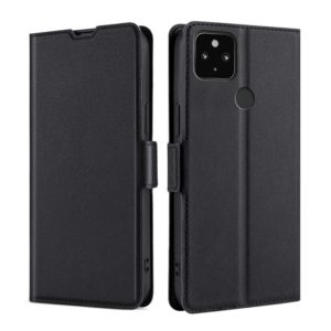 For Google Pixel 5 XL 4G & 5G / Pixel 4a 5G Ultra-thin Voltage Side Buckle PU + TPU Horizontal Flip Leather Case with Holder & Card Slot(Black) (OEM)