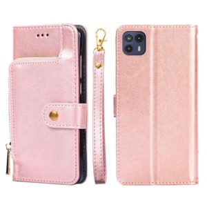 For Motorola Moto G50 5G Zipper Bag PU + TPU Horizontal Flip Leather Case(Rose Gold) (OEM)