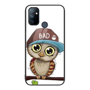 For OnePlus Nord N100 Colorful Painted Glass Phone Case(Owl) (OEM)