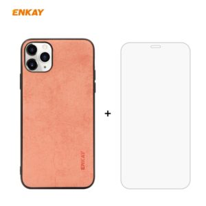 For iPhone 11 Pro ENKAY ENK-PC0292 2 in 1 Business Series Fabric Texture PU Leather + TPU Soft Slim CaseCover ＆ 0.26mm 9H 2.5D Tempered Glass Film(Orange) (ENKAY) (OEM)
