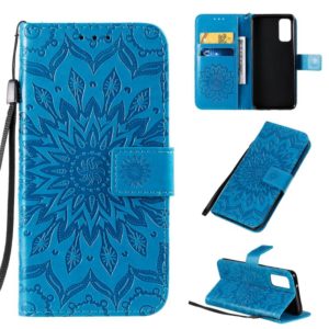 For Galaxy S20 Sun Print Horizontal Flip Protective Case with Holder & Card Slots & Wallet(Blue) (OEM)