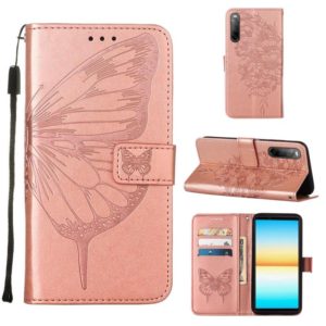 For Sony Xperia 10 IV Embossed Butterfly Leather Phone Case(Rose Gold) (OEM)