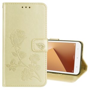 For Xiaomi Redmi Note 5A Low allocation (no fingerprint holes) Rose Embossed Horizontal Flip Environmental PU Leather Case with Holder & Card Slots & Wallet(Gold) (OEM)