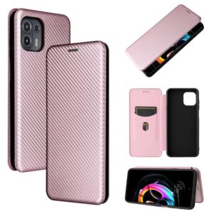Carbon Fiber Texture Horizontal Flip TPU + PC + PU Leather Case with Card Slot For Motorola Edge 20 Lite(Pink) (OEM)