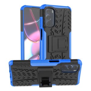For Motorola Moto G Stylus 2022 4G Tire Texture TPU + PC Phone Case with Holder(Blue) (OEM)