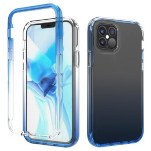 For iPhone 12 / 12 Pro Transparency PC Two-color Gradient Candy Color TPU Shockproof Phone Case (Blue) (OEM)