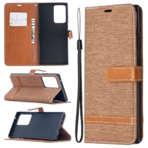 For Samsung Galaxy Note20 Ultra Color Matching Denim Texture Horizontal Flip Leather Case with Holder & Card Slots & Wallet & Lanyard(Brown) (OEM)