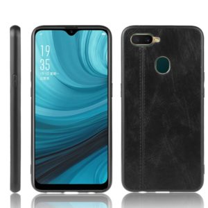 For Oppo A12 Shockproof Sewing Cow Pattern Skin PC + PU + TPU Case(Black) (OEM)
