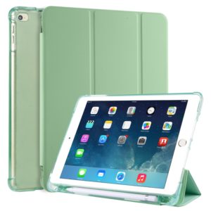 For iPad Air / Air 2 / 9.7 (2017) & (2018) 3-folding Horizontal Flip PU Leather + Shockproof TPU Case with Holder & Pen Slot(Matcha Green) (OEM)