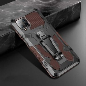 For Samsung Galaxy A12 Armor Warrior Shockproof PC + TPU Protective Case(Coffee) (OEM)