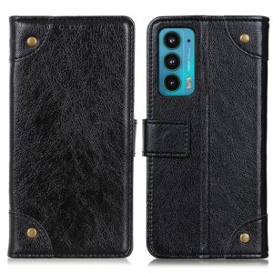 For Motorola Edge 20 Copper Buckle Nappa Texture Horizontal Flip Leather Case with Holder & Card Slots & Wallet(Black) (OEM)