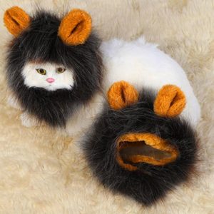 Lion Style Cute Pet Clothes for Regular Size Cats or Small Dogs with About 26cm Head Girth(Black) (OEM)