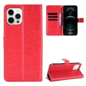 For iPhone 12 / 12 Pro Crazy Horse Texture Horizontal Flip Leather Case with Holder & Card Slots & Wallet & Lanyard(Red) (OEM)