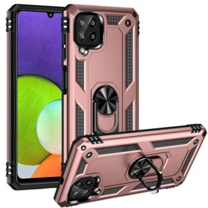 For Samsung Galaxy A22 4G Shockproof TPU + PC Protective Case with 360 Degree Rotating Holder(Rose Gold) (OEM)