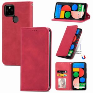For Google Pixel 5a 5G Retro Skin Feel Business Magnetic Horizontal Flip Leather Case with Holder & Card Slots & Wallet & Photo Frame(Red) (OEM)
