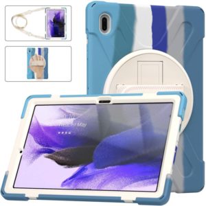 For Samsung Galaxy Tab S7 FE T730 / S7+ / S9+ /S8+ Silicone + PC Protective Case with Holder & Shoulder Strap(Colorful Blue) (OEM)