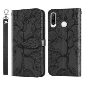 For Huawei P30 Lite Life of Tree Embossing Pattern Horizontal Flip Leather Case with Holder & Card Slot & Wallet & Photo Frame & Lanyard(Black) (OEM)