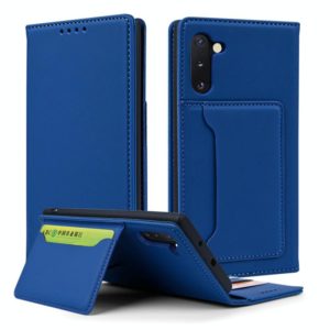 For Samsung Galaxy Note10 Strong Magnetism Liquid Feel Horizontal Flip Leather Case with Holder & Card Slots & Wallet(Blue) (OEM)