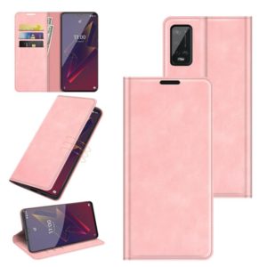 For Wiko Power U20 Retro-skin Business Magnetic Suction Leather Case with Holder & Card Slots & Wallet(Pink) (OEM)