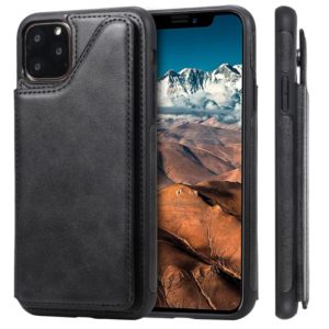 For iPhone 11 Pro Max Shockproof Calf Texture Protective Case with Holder & Card Slots & Frame(Black) (OEM)