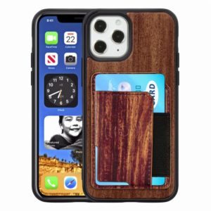 For iPhone 12 / 12 Pro Wood Grain PU+TPU Protective Case with Card Slot(Rose Wood) (OEM)