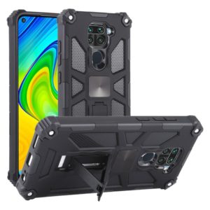 For Xiaomi Redmi Note 9 Shockproof TPU + PC Magnetic Protective Case with Holder(Black) (OEM)