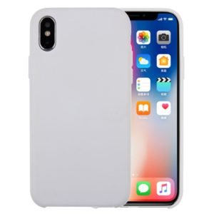 For iPhone X / XS Pure Color Liquid Silicone + PC Dropproof Protective Back Cover Case(White) (OEM)