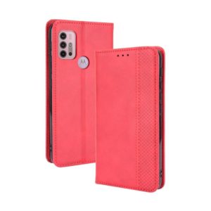 For Motorola Moto G10 Magnetic Buckle Retro Texture Horizontal Flip Leather Case with Holder & Card Slots & Photo Frame(Red) (OEM)