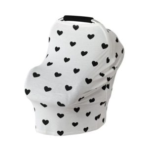 Multifunctional Cotton Nursing Towel Safety Seat Cushion Stroller Cover(Love on White) (OEM)