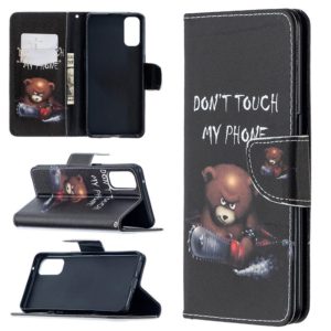 For OPPO Reno4 5G Colored Drawing Pattern Horizontal Flip Leather Case with Holder & Card Slots & Wallet(Bear) (OEM)