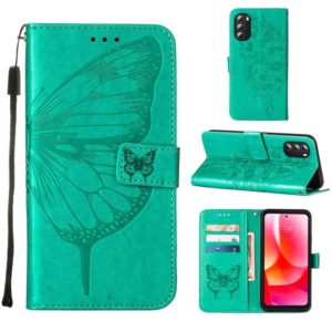 For Motorola Moto G 5G 2022 Embossed Butterfly Leather Phone Case(Green) (OEM)