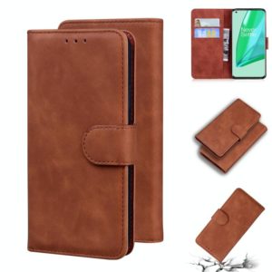 For OnePlus 9 Pro Skin Feel Pure Color Flip Leather Phone Case(Brown) (OEM)