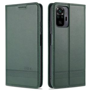 For Xiaomi Redmi Note 10 Pro AZNS Magnetic Calf Texture Horizontal Flip Leather Case with Card Slots & Holder & Wallet(Dark Green) (AZNS) (OEM)