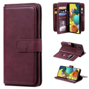 For Samsung Galaxy A51 (5G) Multifunctional Magnetic Copper Buckle Horizontal Flip Solid Color Leather Case with 10 Card Slots & Wallet & Holder & Photo Frame(Wine Red) (OEM)
