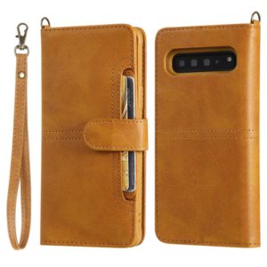 For Galaxy S10 5G Multifunctional Detachable Magnetic Horizontal Flip Leather Case with Card Slots & Holder & Wallet & Photo Frame(Brown) (OEM)