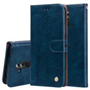 Business Style Oil Wax Texture Horizontal Flip Leather Case for Huawei Mate 20 Lite, with Holder & Card Slots & Wallet (Blue) (OEM)