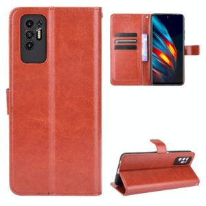 For Tecno Pova 2 Crazy Horse Texture Horizontal Flip Leather Case with Holder & Card Slots & Lanyard(Brown) (OEM)